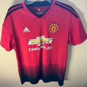 Adidas Manchester United Red Black Jersey Medium